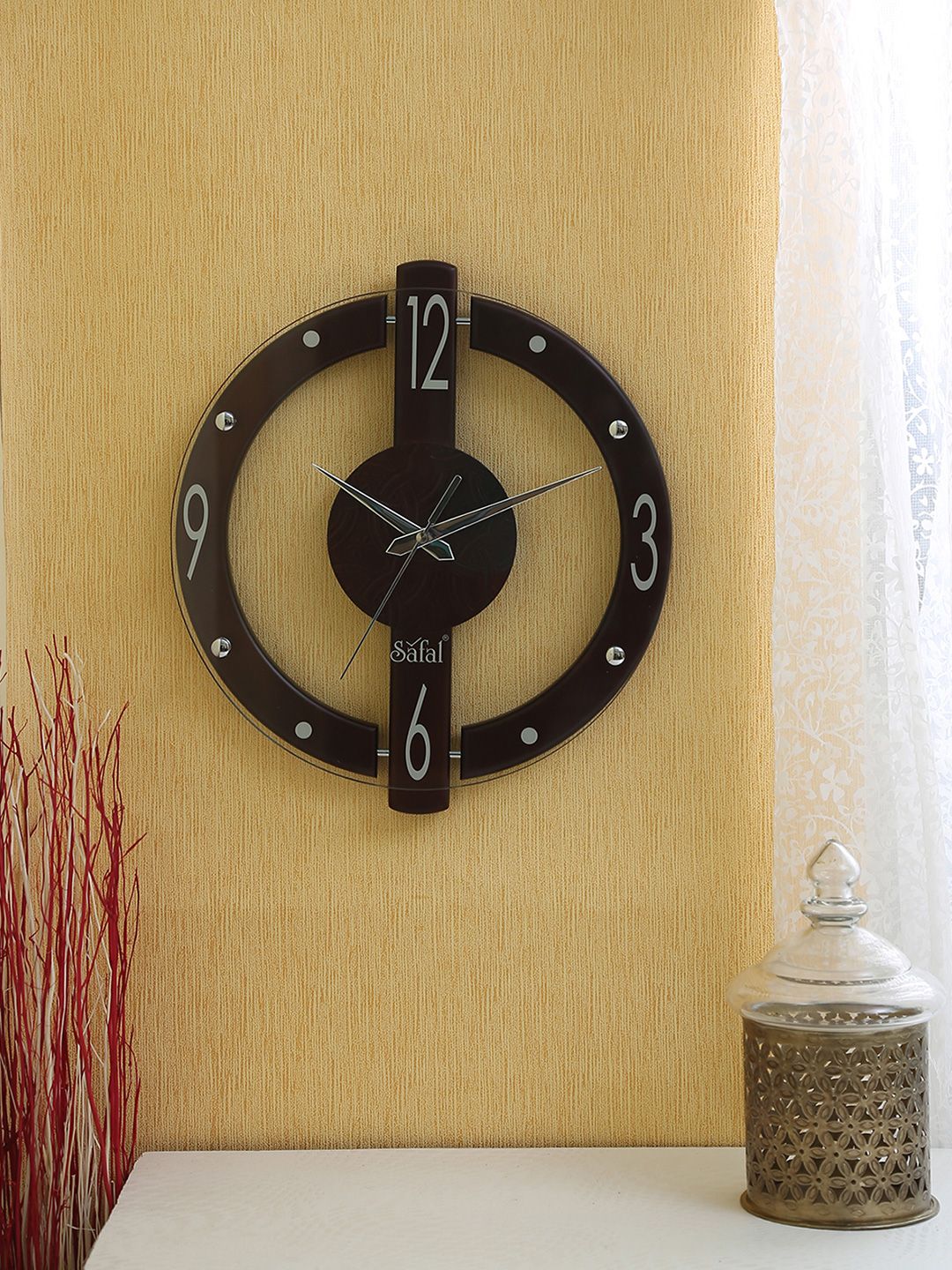 Safal Brown Dial Round Wooden Analogue Wall Clock Price in India