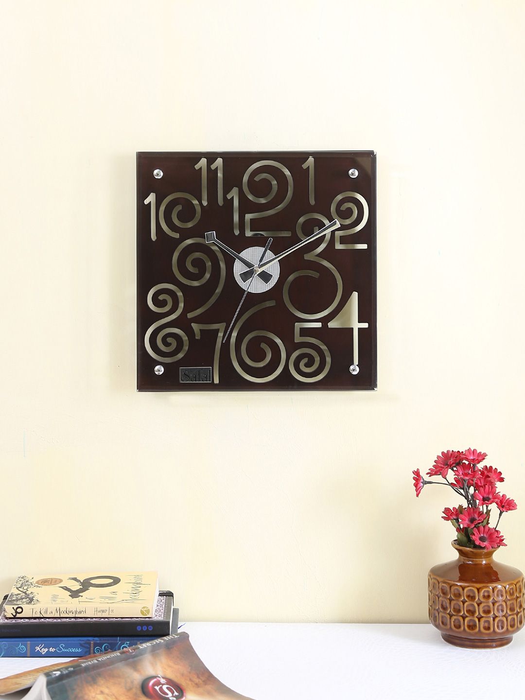 Safal Black Dial Square Wooden Analogue Wall Clock Price in India