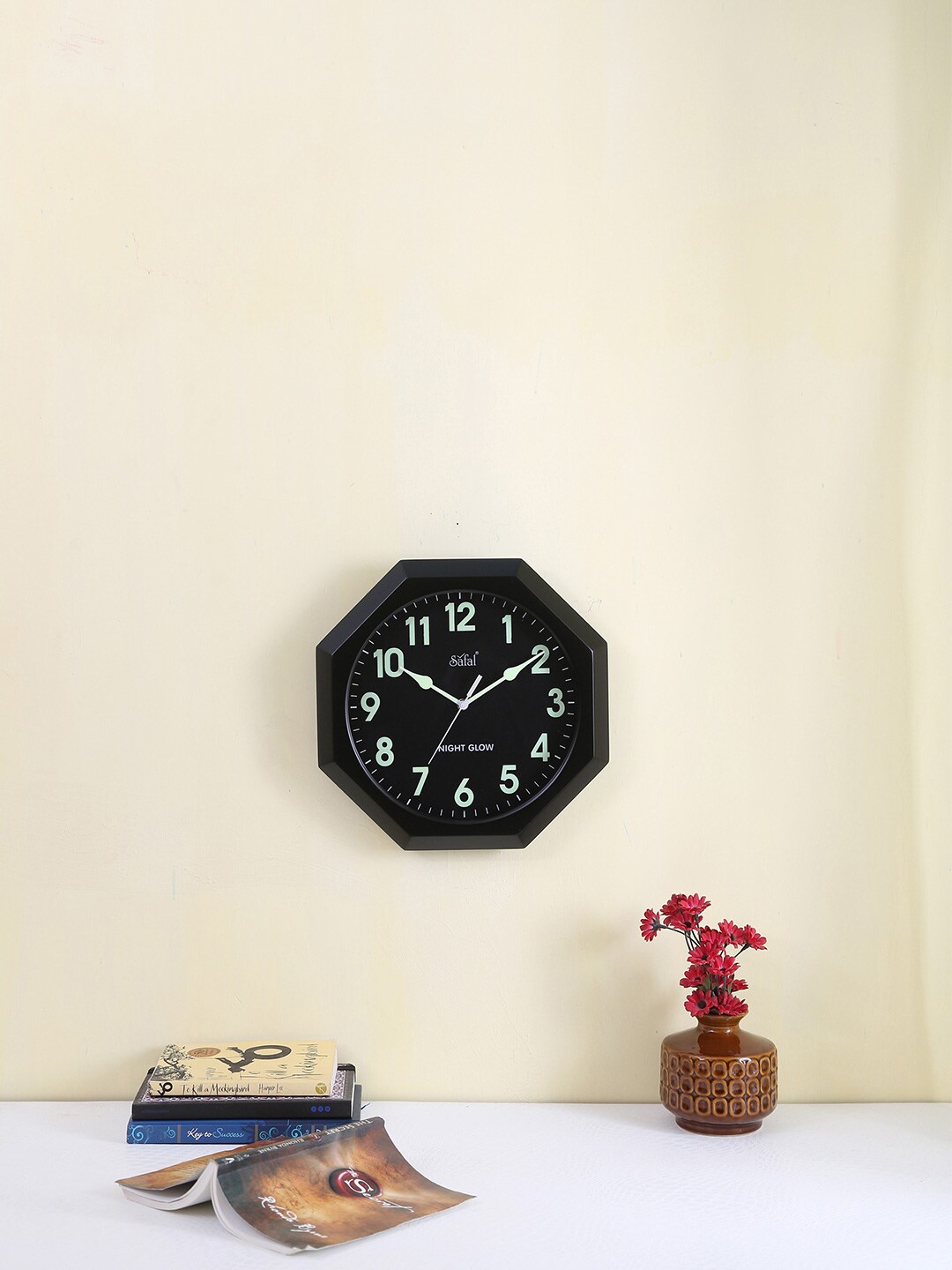Safal Black Asymmetrical Night Glow Analogue Wall Clock Price in India