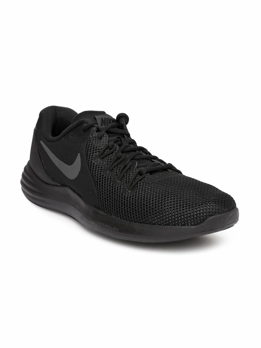 nike lunar apparent black running shoes