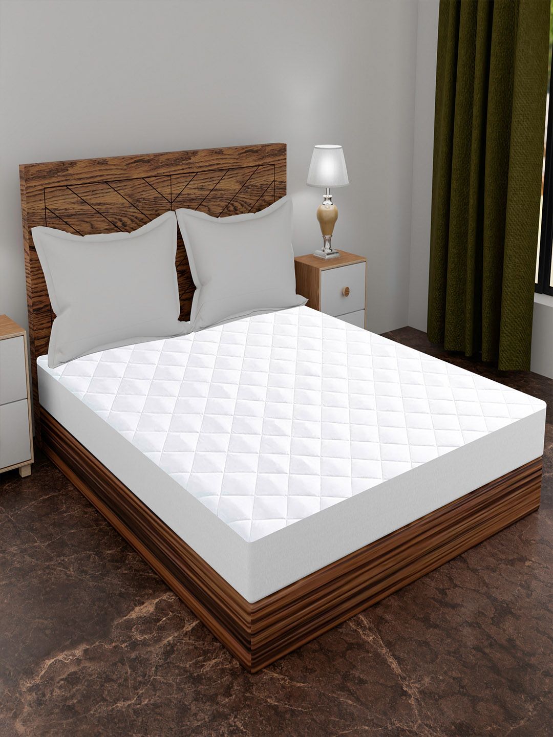AVI White Solid King Size Waterproof Mattress Protector Price in India