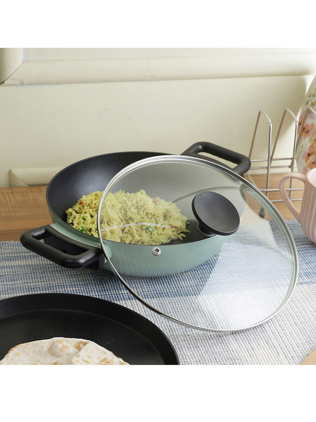 Lock & Lock Pack of 2 Green & Black Solid Cookware Price in India