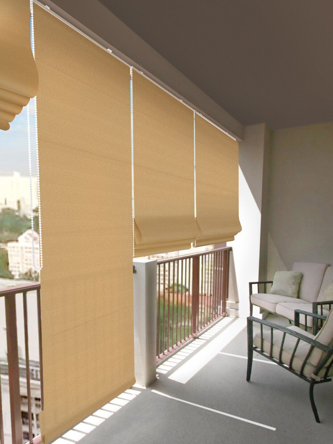 Hippo Beige Polyacrylic Waterproof Room Darkening Long Door Blinds Price in India