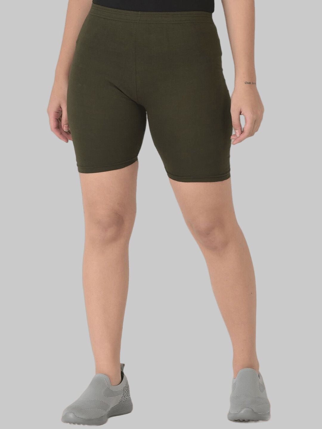Dollar Missy Women Green Skinny Fit Cycling Sports Shorts Price in India