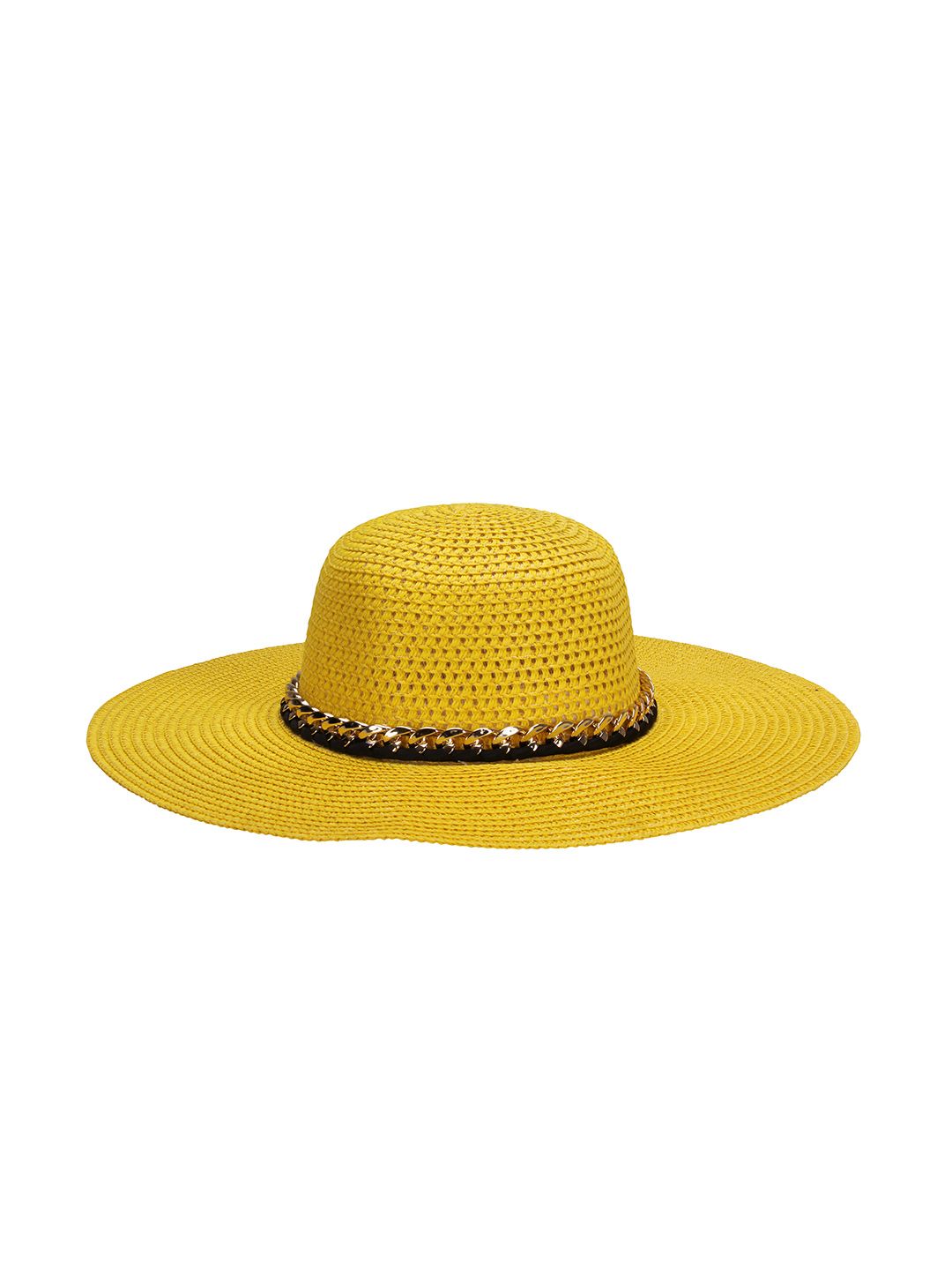 FabSeasons Women Yellow Patterned Sun Hat Price in India
