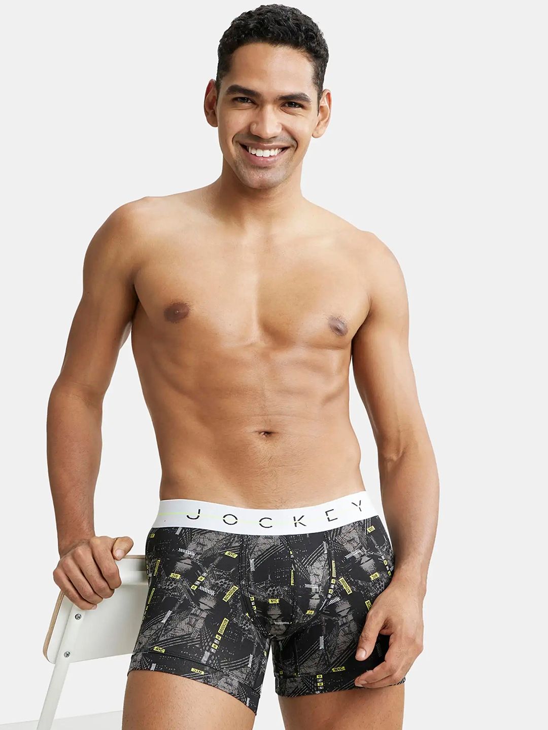 Jockey Super Combed Cotton Stretch Printed Trunk with Ultrasoft Waistband-NY02