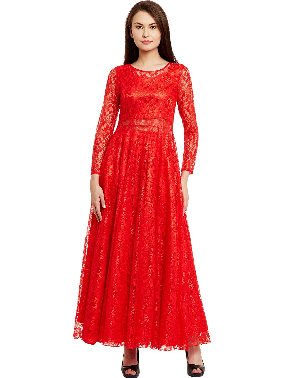 Red Maxi Dress with Sleeves