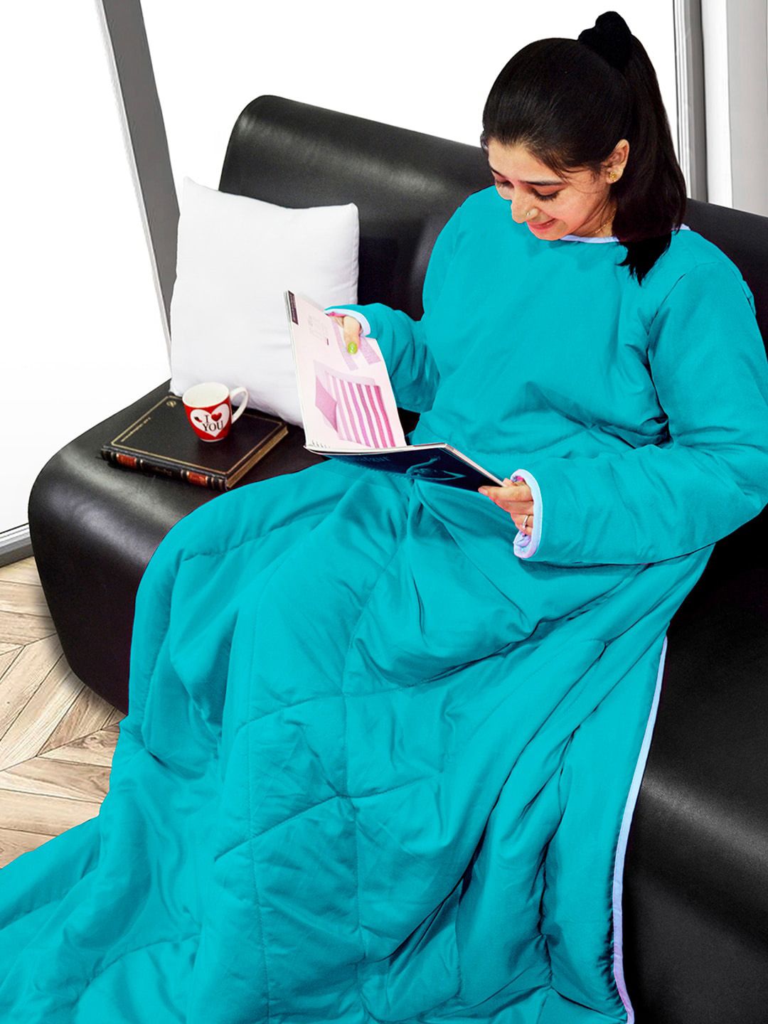 Divine Casa Blue Mild Winter 150 GSM Single Bed Wearable Comforter Price in India