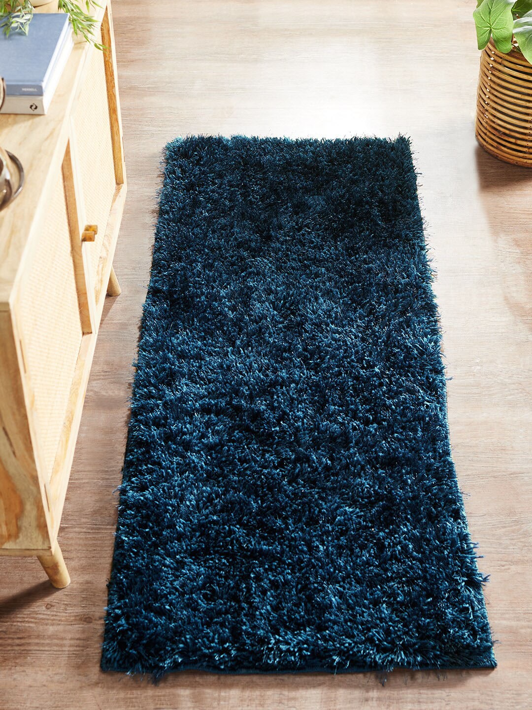 Pano Navy Blue Shaggy Anti-Slip Carpet Price in India