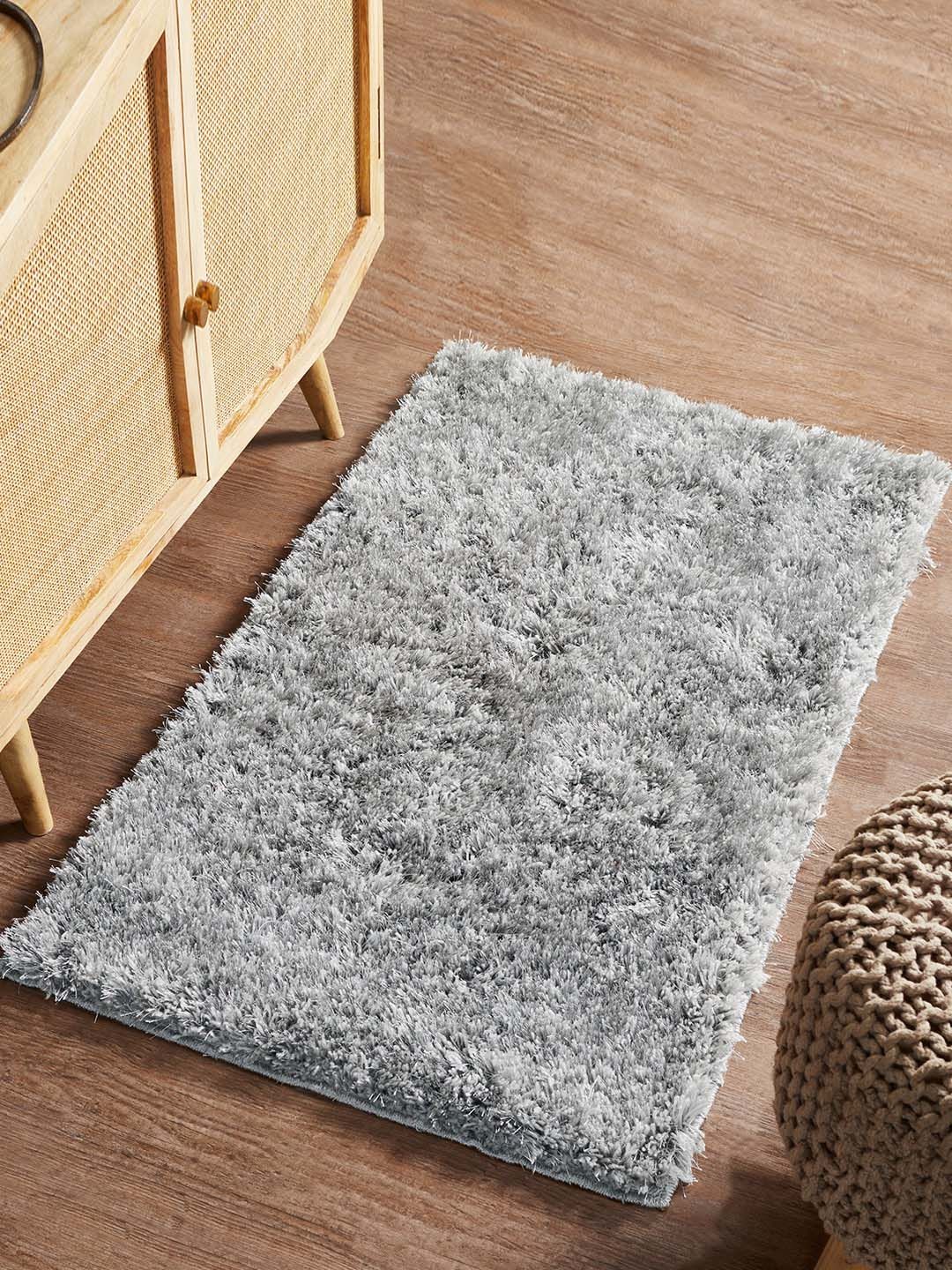 Pano Grey Solid 2400 GSM Anti-Slip Bath Rugs Price in India