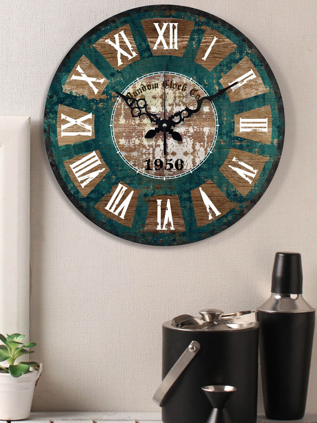 RANDOM Green & Brown Dial Wooden Analogue Wall Clock Price in India