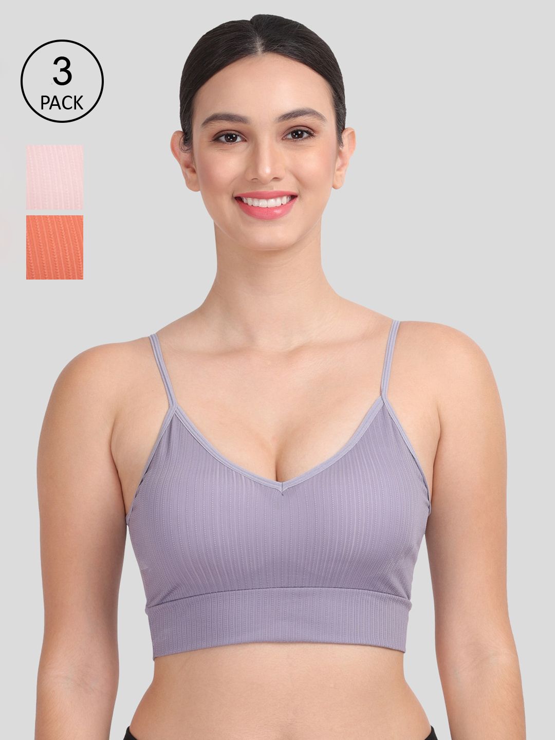 Amour Secret Pack of 3 Blue & Rust Dry Fit Sports Bra Price in India