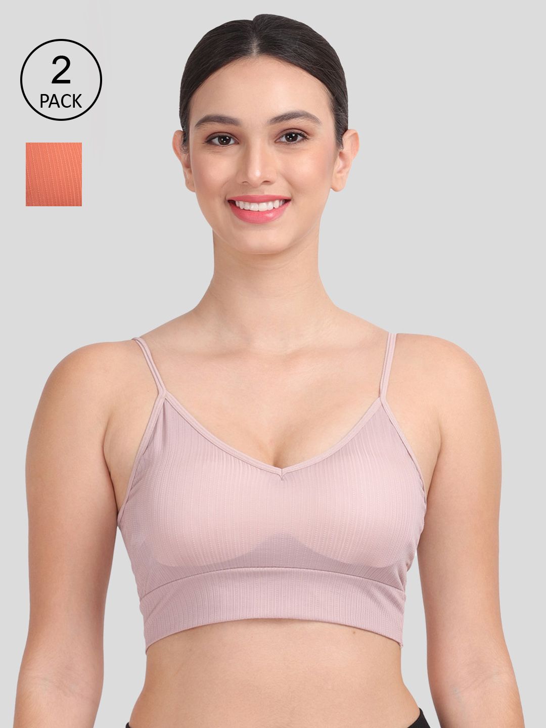 Amour Secret Pack of 2 Purple & Mauve Dry Fit Sports Bra Price in India