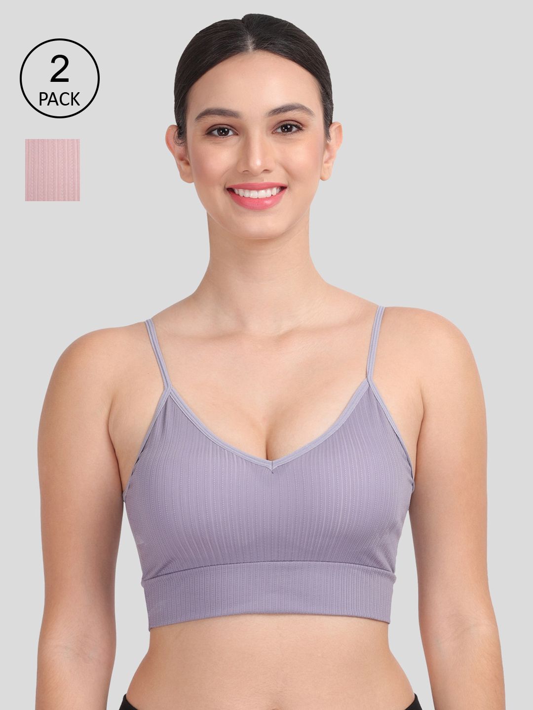 Amour Secret Women Pack of 2 Blue & Mauve Sports Bra Price in India