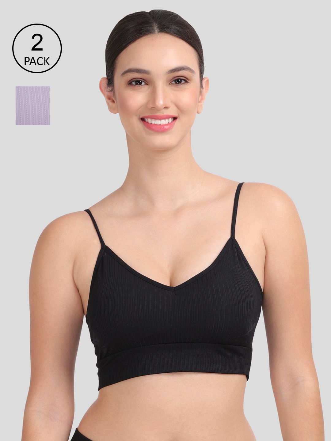 Amour Secret Pack of 2 Blue & Black Dry Fit Sports Bra Price in India