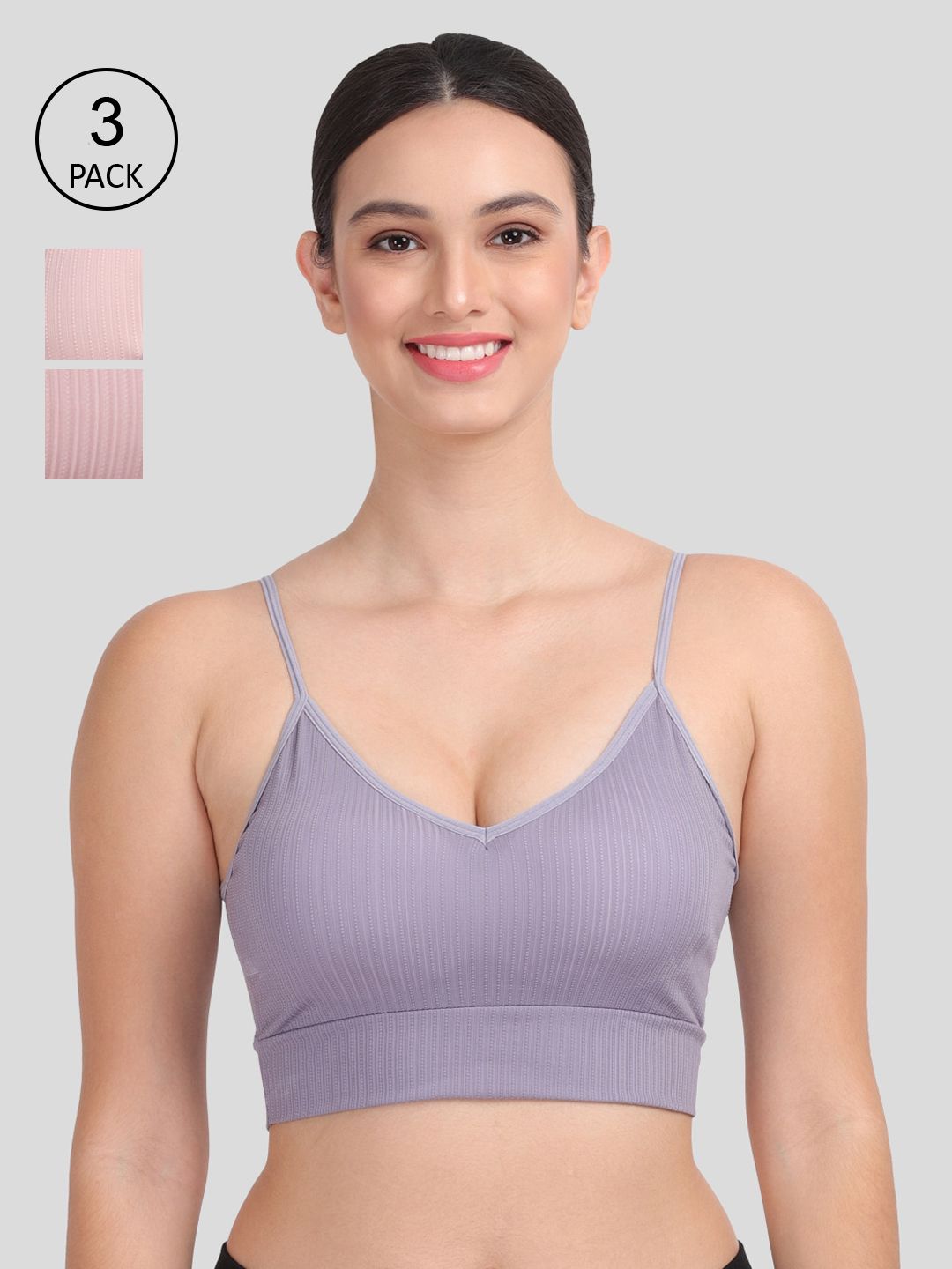 Amour Secret Women Pack Of 3 Lightly Padded & Non-Wired Seamless Bra-S024_Blu_Muv_Rbn Price in India