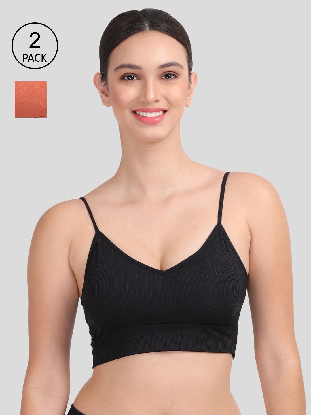 Amour Secret Pack Of 2 Black & Rust Lightly Padded & Non-Wired Seamless Bra-S024_Blk_Rst Price in India