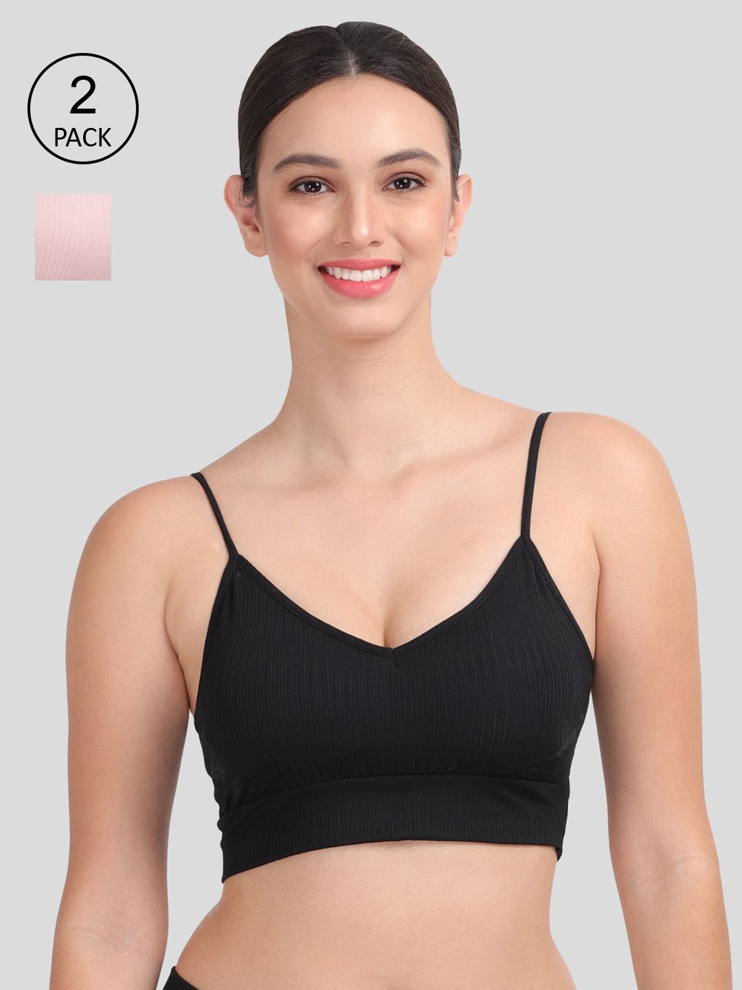 Amour Secret Pack Of 2 Mauve & Black Lightly Padded & Non-Wired Seamless Bra-S024_Blk_Rbn Price in India