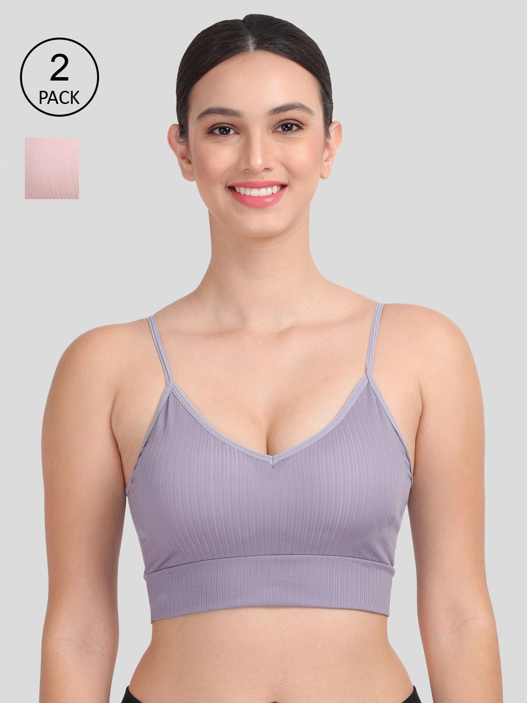 Amour Secret Pack Of 2 Blue & Mauve Lightly Padded & Non-Wired Seamless Bra-S024_Blu_Rbn Price in India