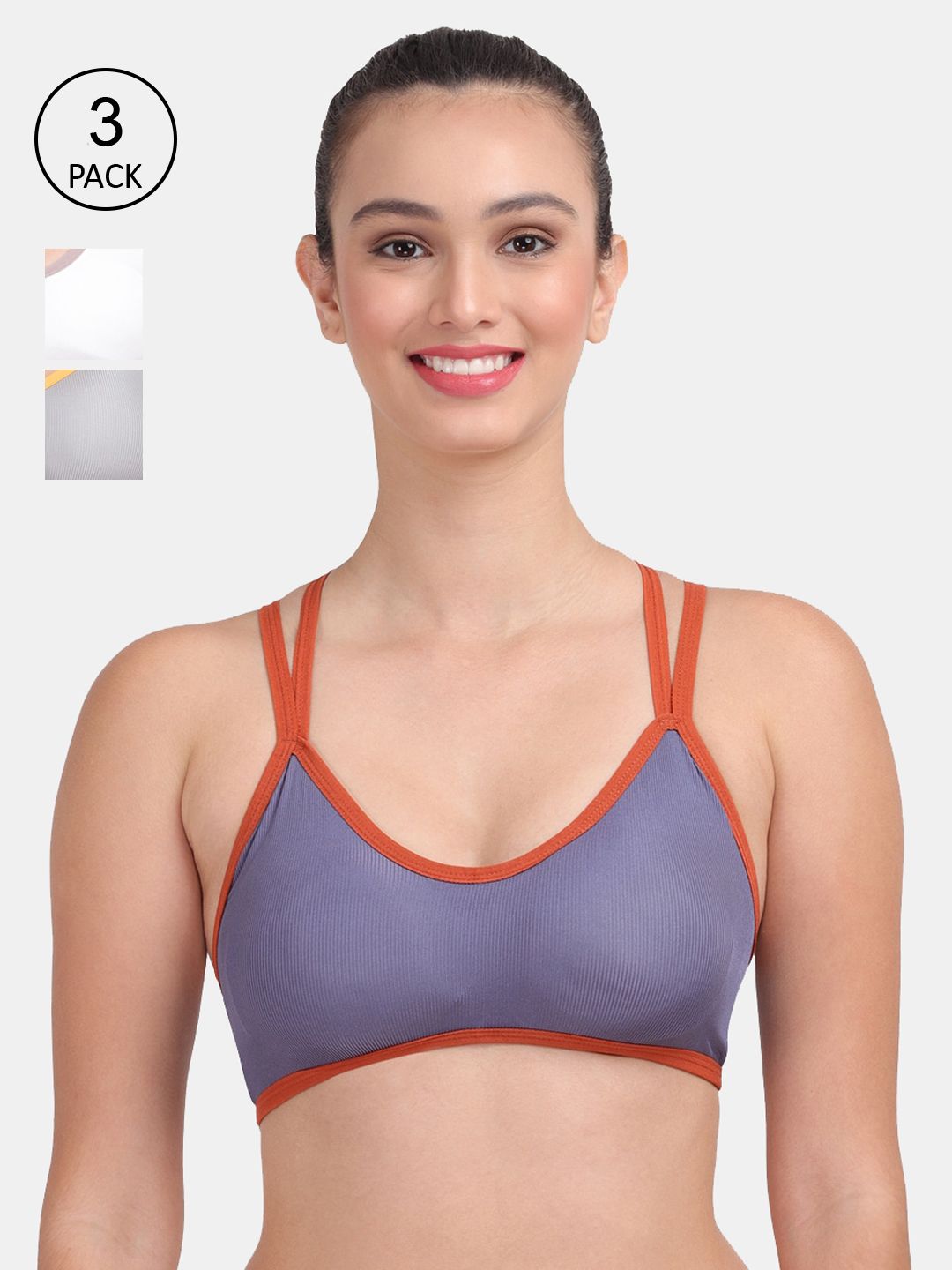 Amour Secret Women Pack Of 3 Lightly Padded & Non-Wired Seamless Bra-S3004_Blu_Gry_Wht Price in India