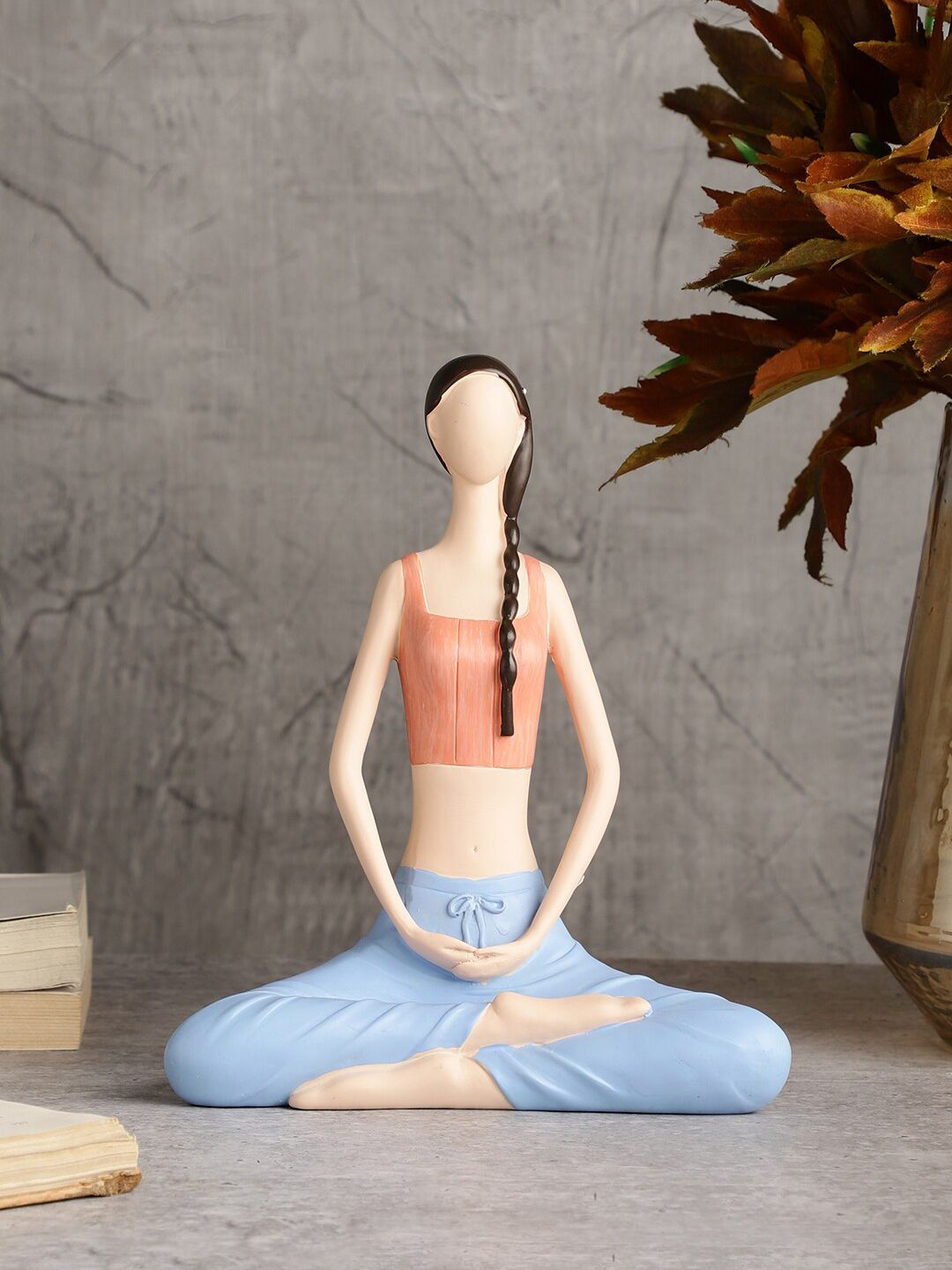OddCroft Orange-Colored Solid Meditative Yoga Figurine Showpieces Price in India