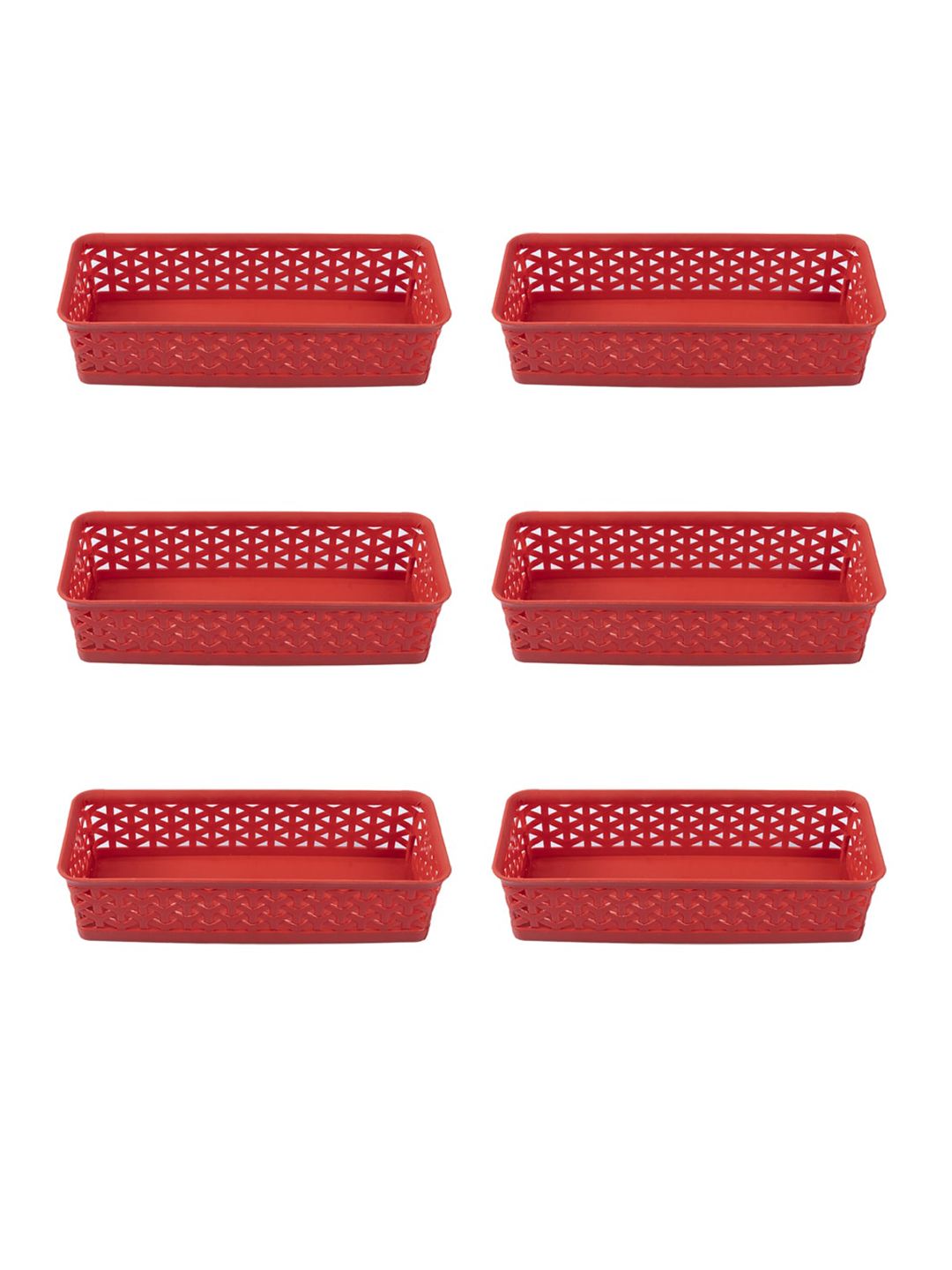 MARKET99 Set Of 6 Red Textured Plastic Basket Price in India