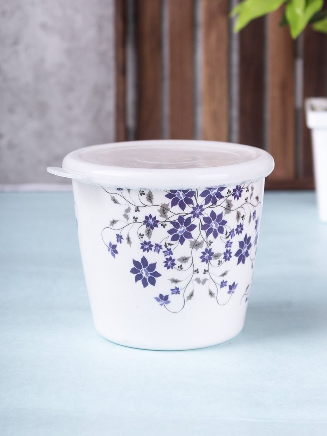 MARKET99 Blue & White Floral Printed Canister Price in India