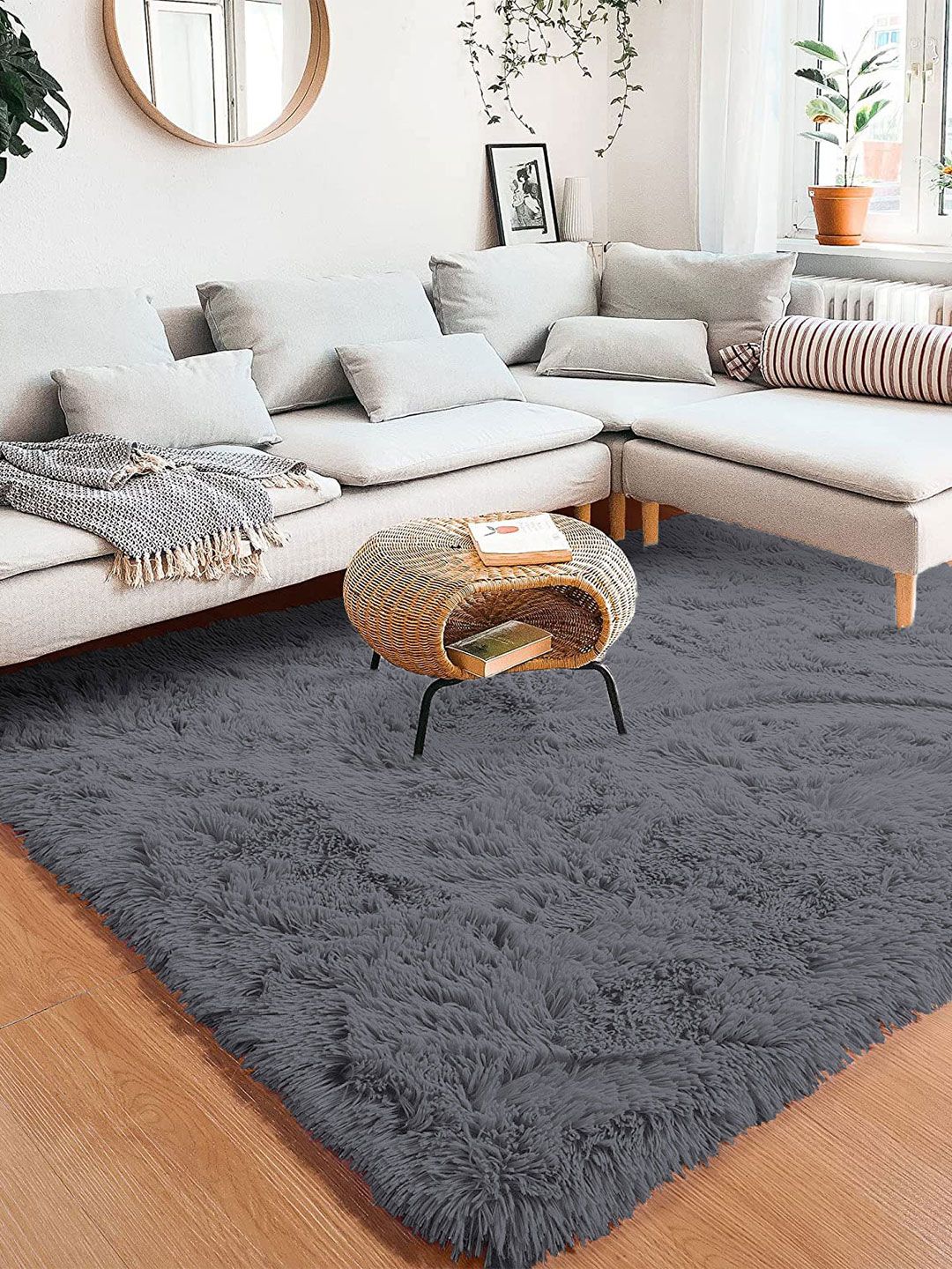 LUXEHOME INTERNATIONAL Grey Solid Anti-Skid Carpets Price in India