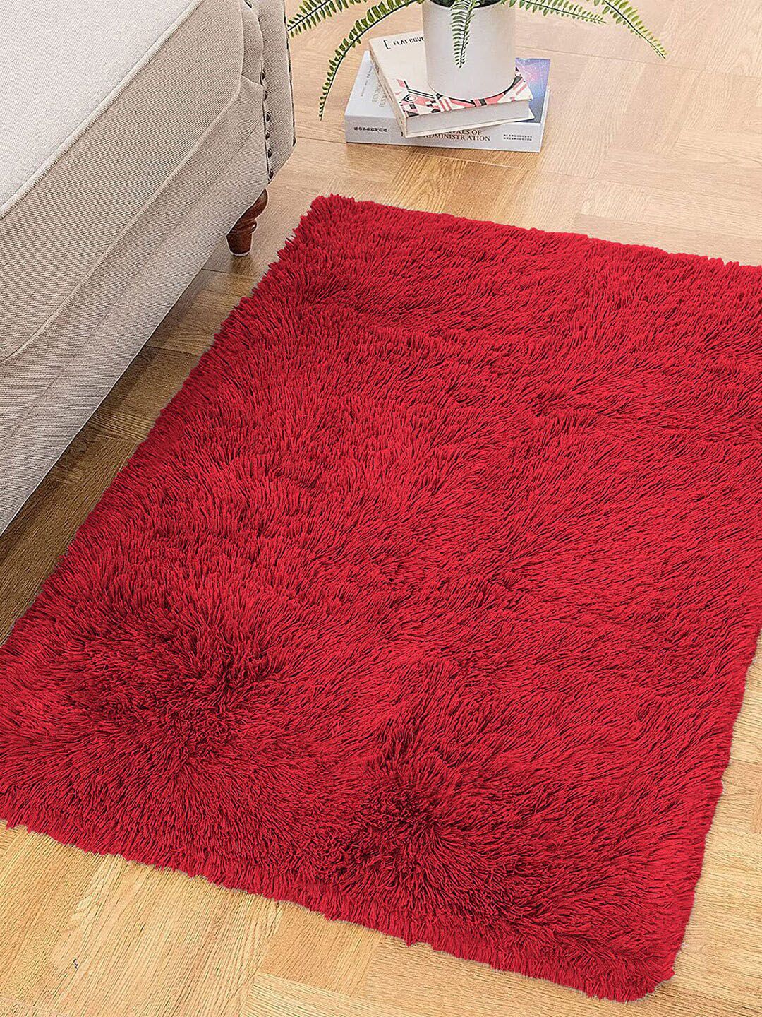 LUXEHOME INTERNATIONAL Maroon Textured Anti-Skid Doormat Price in India