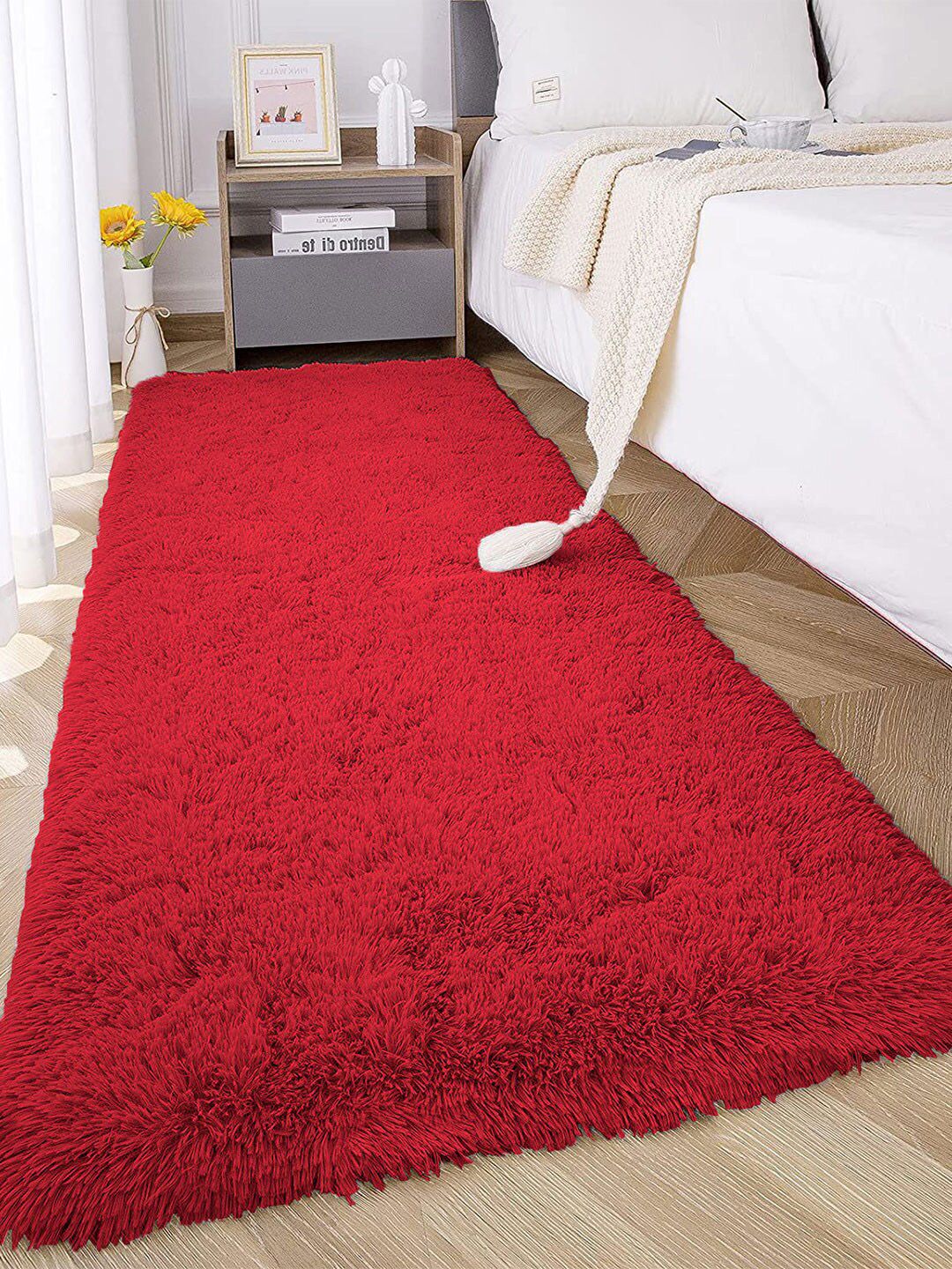 LUXEHOME INTERNATIONAL Maroon Solid 2000 GSM Floor Runners Price in India