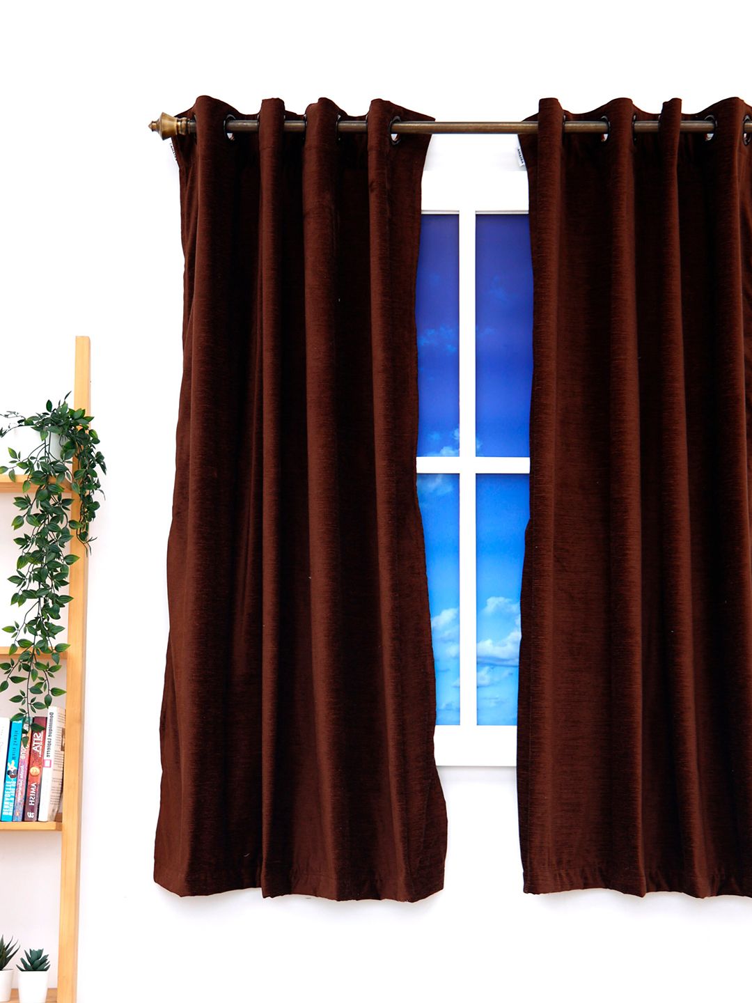 Ariana Brown Black Out Solid Window Curtain Price in India