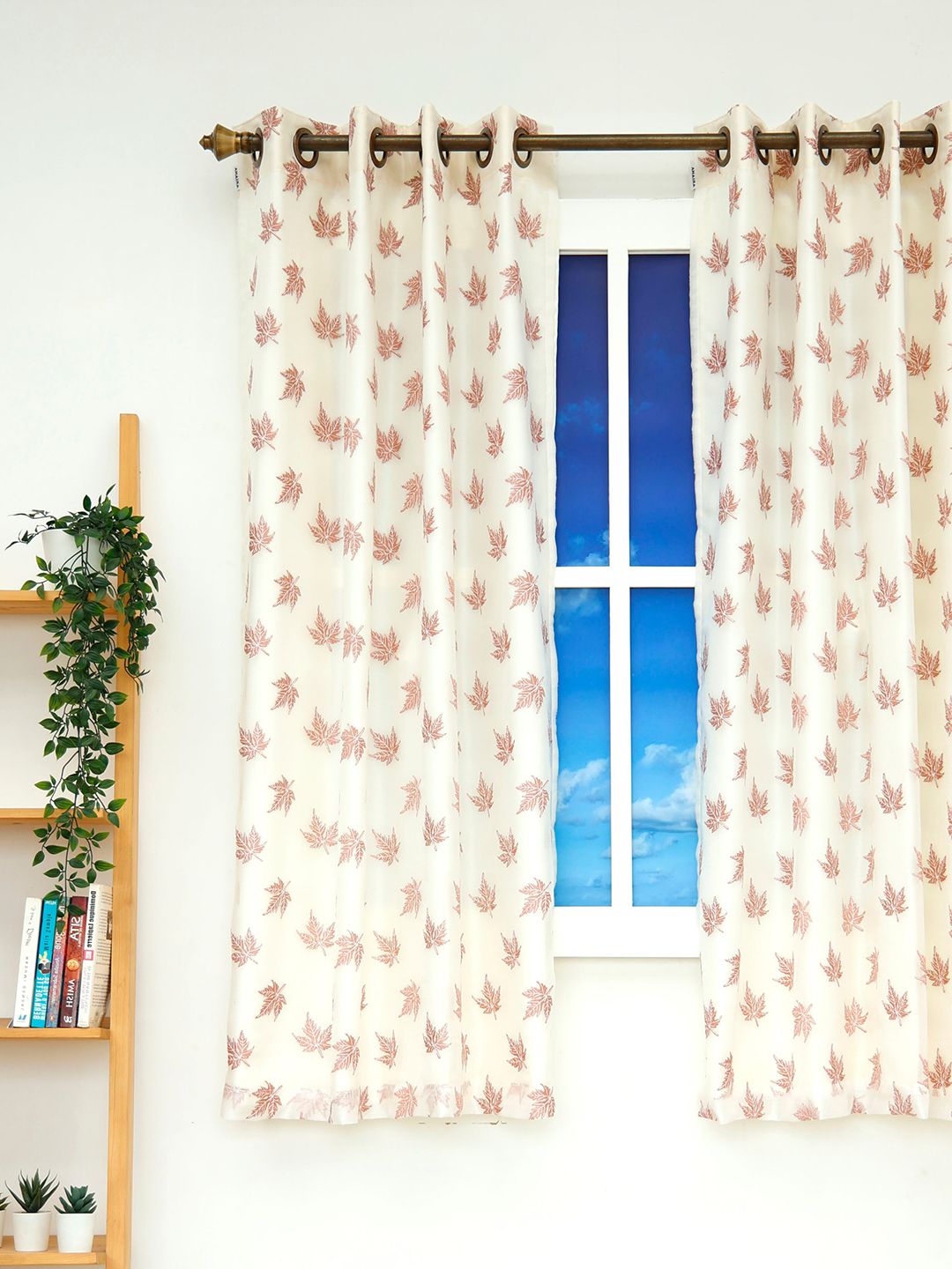 Ariana Pink & Cream-Coloured Embroidered Window Curtain Price in India