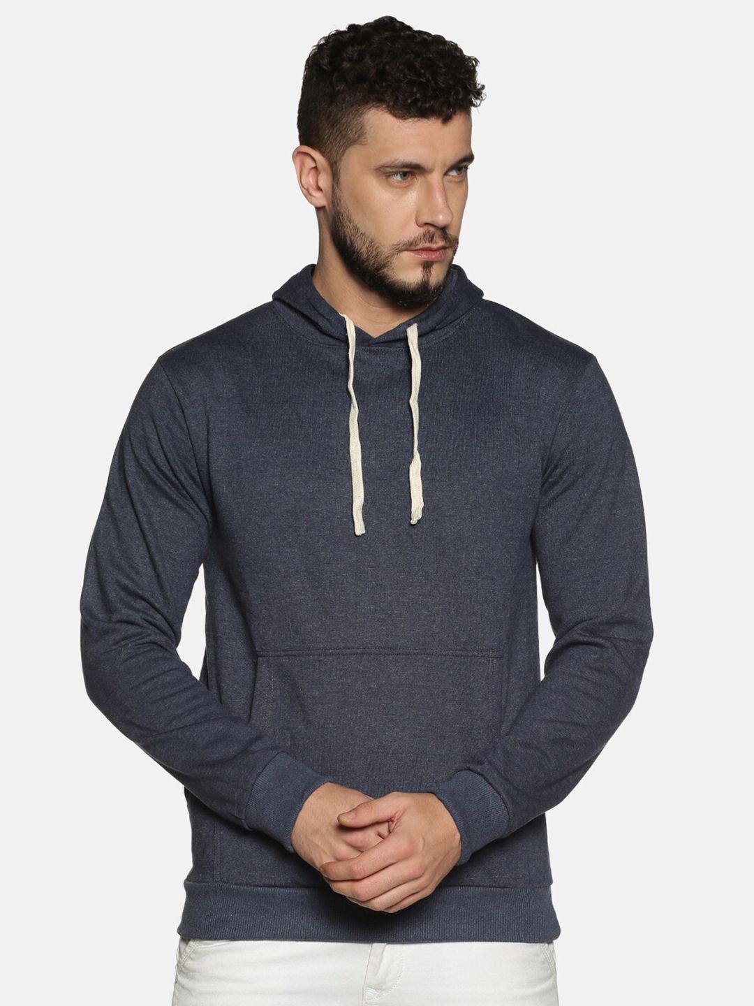 CAHOOT Men Blue Hooded Cotton Sweatshirt