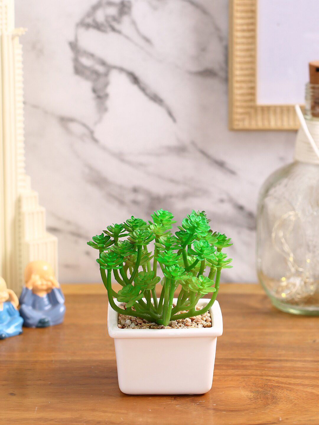 Fourwalls Green Artificial Succulent Plant With Pot Price in India