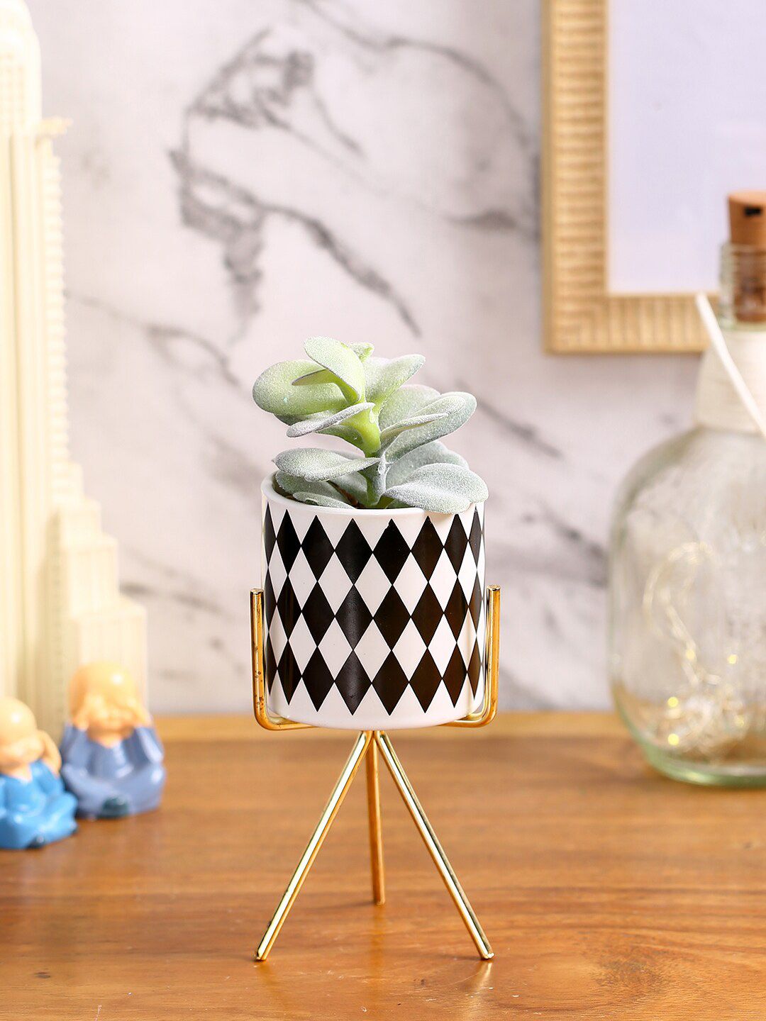 Fourwalls White Artificial Succulent Plant With Pot Price in India