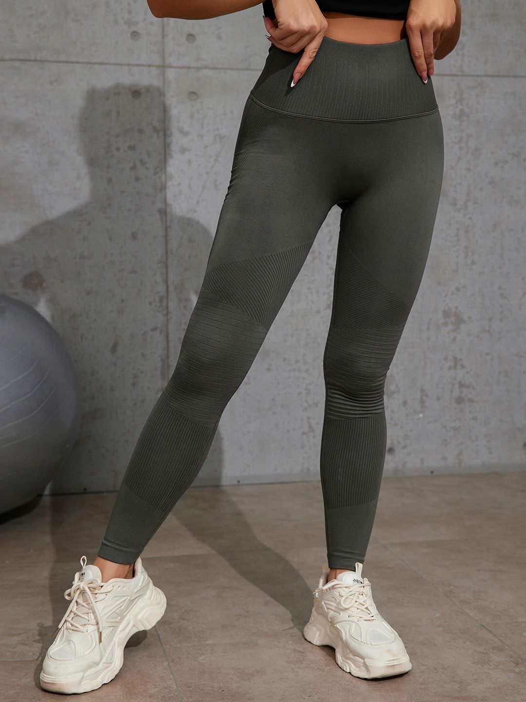 URBANIC Women Olive-Green Solid Gym Tights Price in India