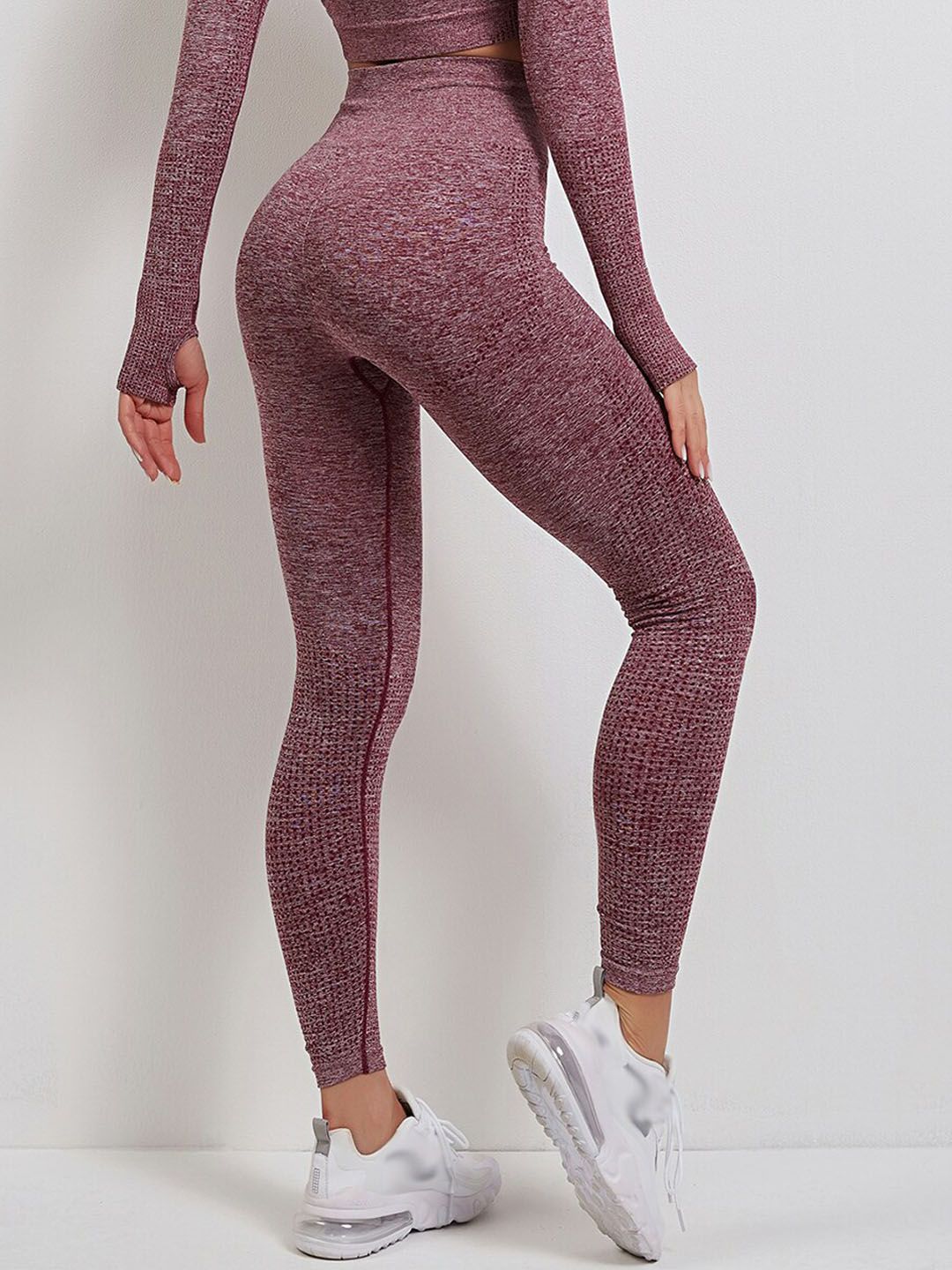 URBANIC Women Burgundy Solid Ankle Length Training Gym Tights Price in India
