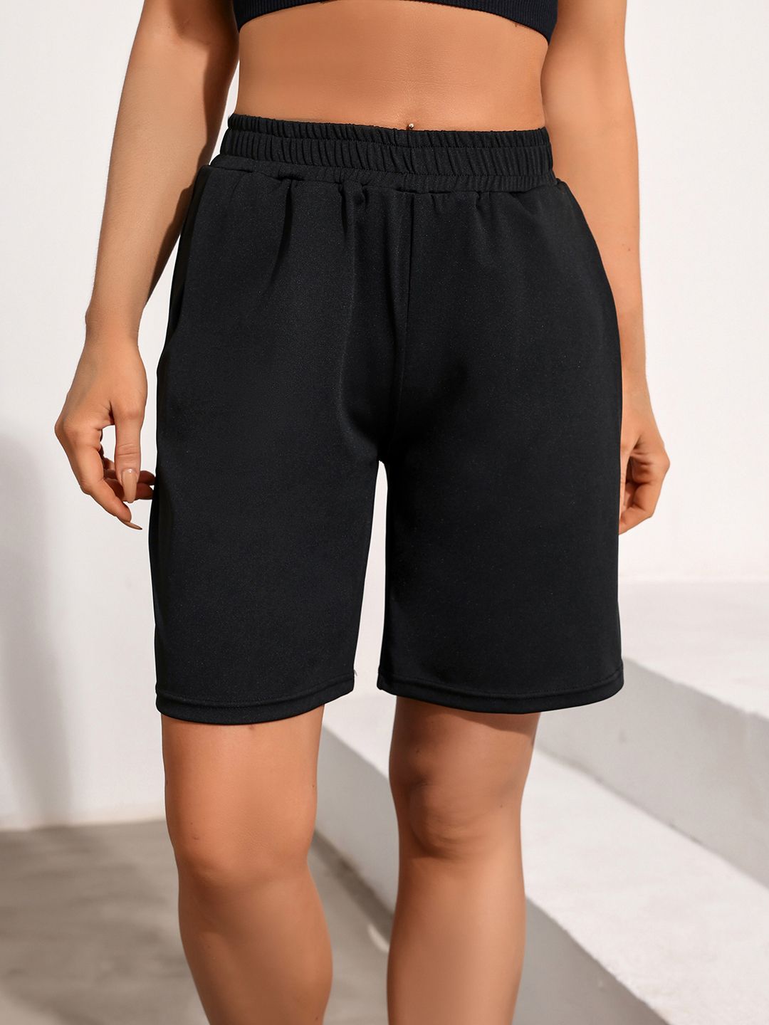 URBANIC Women Black Sports Shorts Price in India