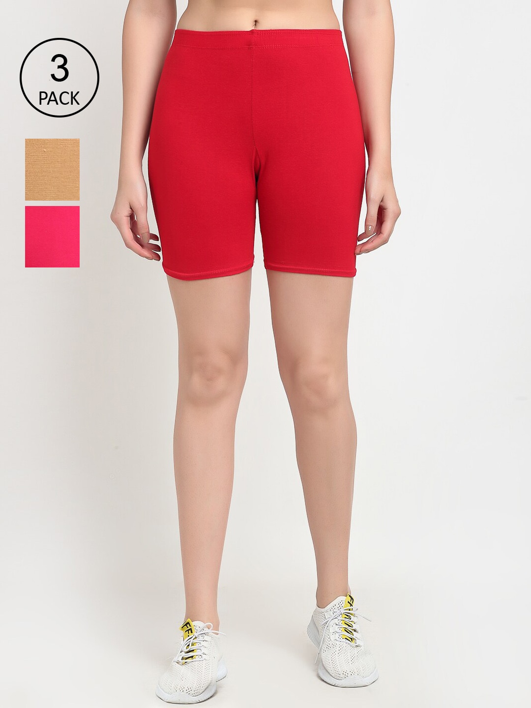 GRACIT Women Red Cycling Sports Shorts Price in India