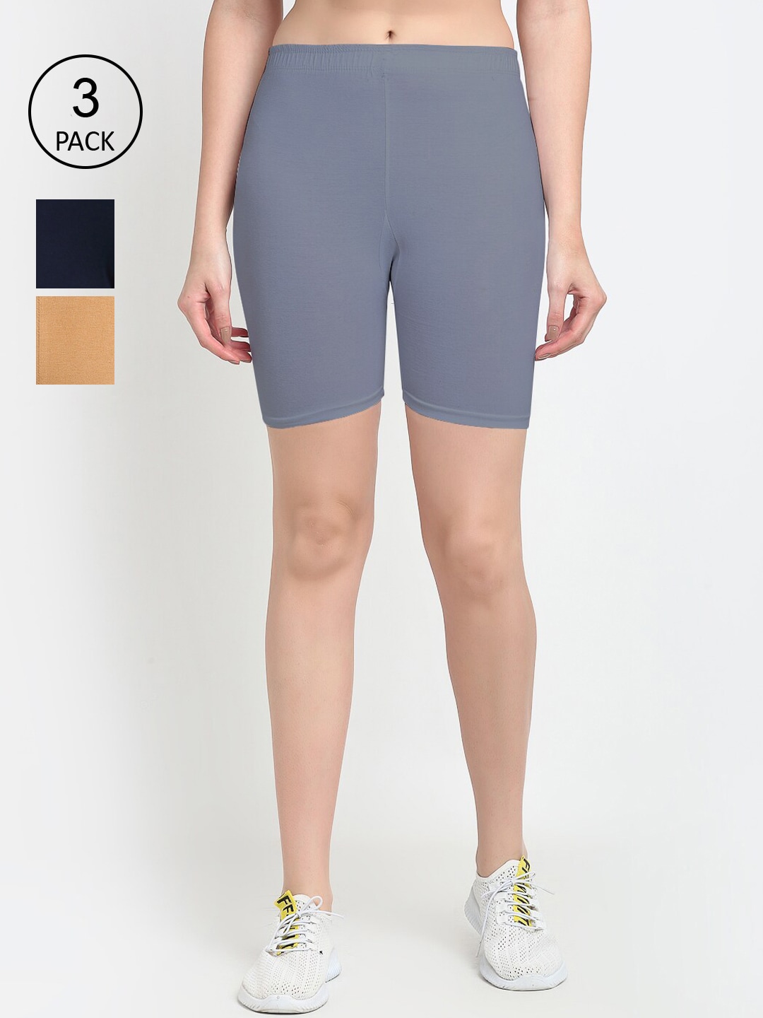 GRACIT Women Grey Cycling Sports Shorts Price in India