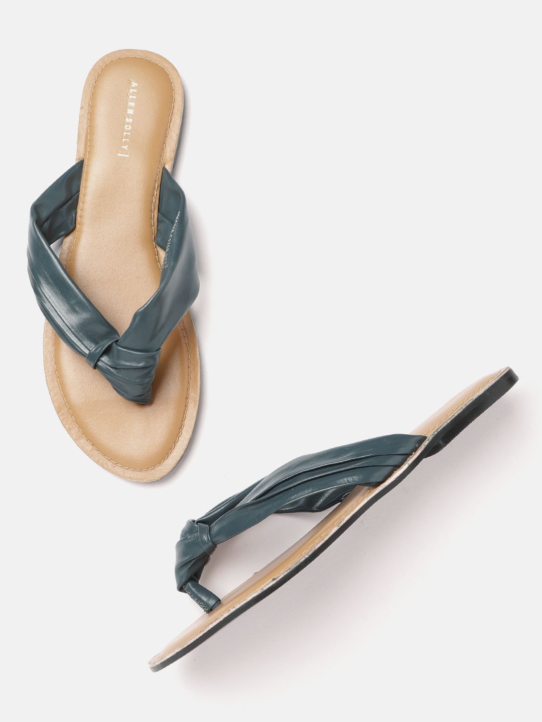 Allen Solly Women Teal Green Solid Open Toe Flats Price in India