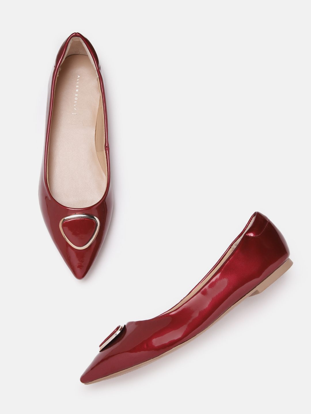 Allen Solly Women Burgundy Solid Ballerinas with Metallic Detail