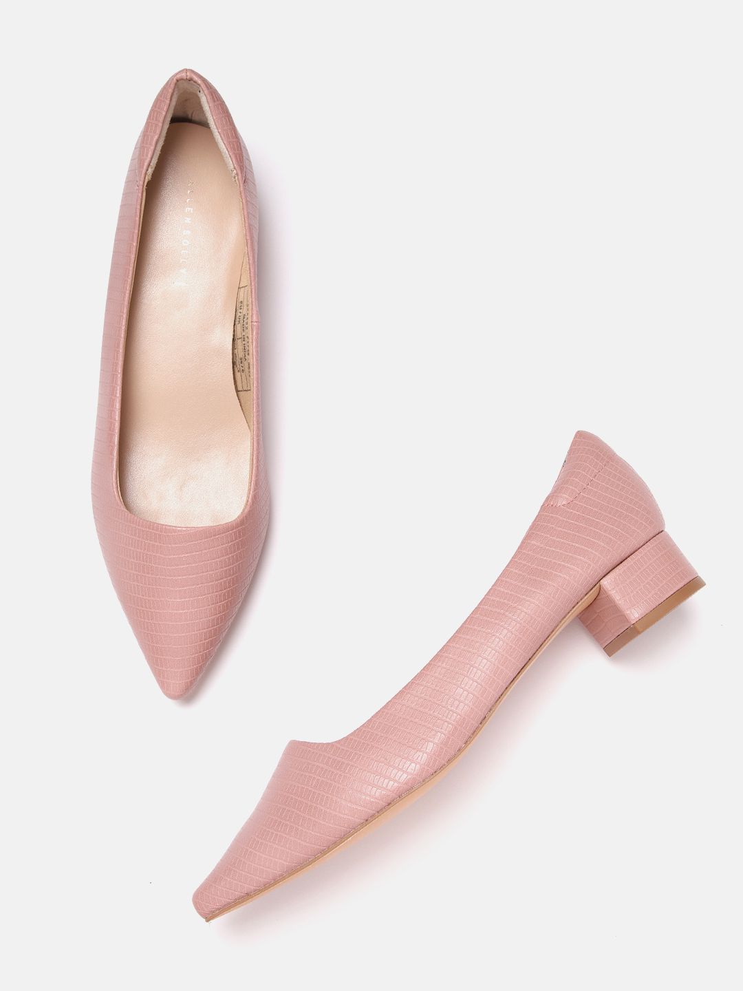 Allen Solly Dusty Rose Pink Textured Pumps