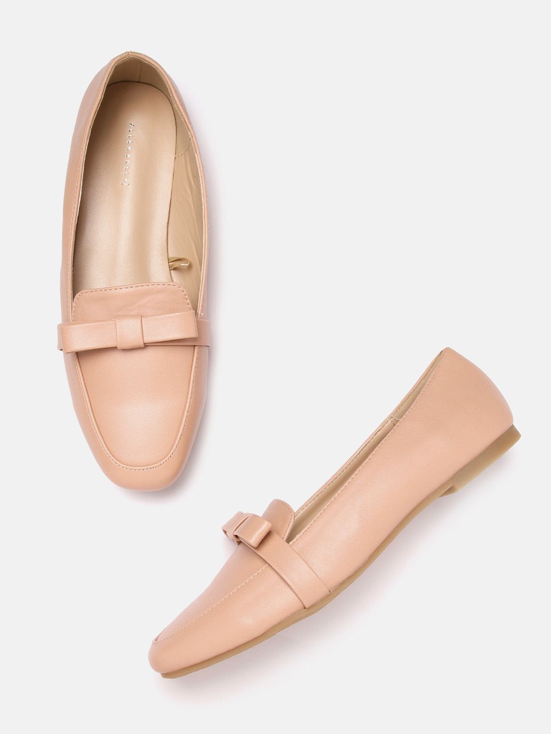 Allen Solly Women Pink Nude-Coloured PU Loafers with Bow Detail Price in India