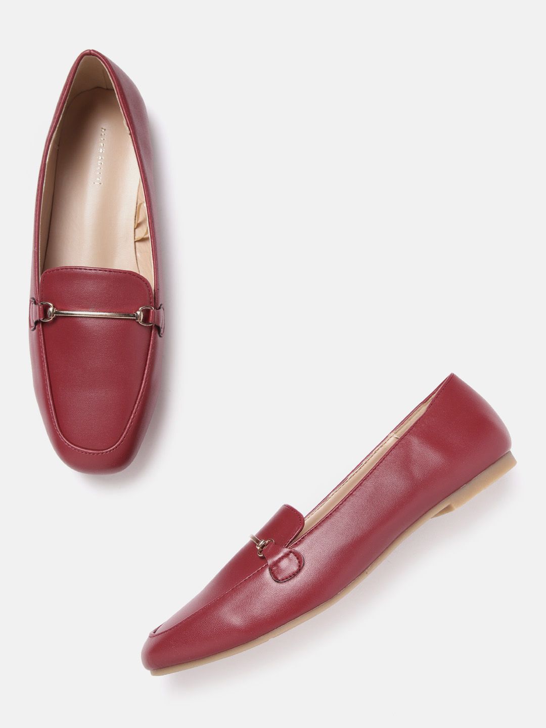 Allen Solly Women Burgundy Solid Horsebit Loafers Price in India