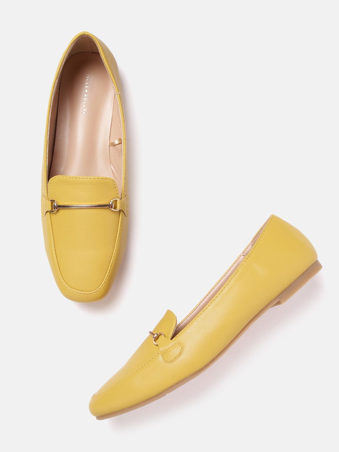 Allen Solly Women Mustard Yellow Solid Horsebit Loafers Price in India