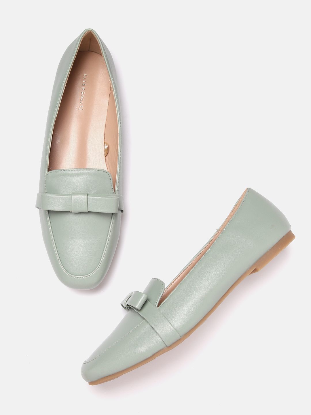Allen Solly Women Mint Green PU Loafers with Bow Detail Price in India