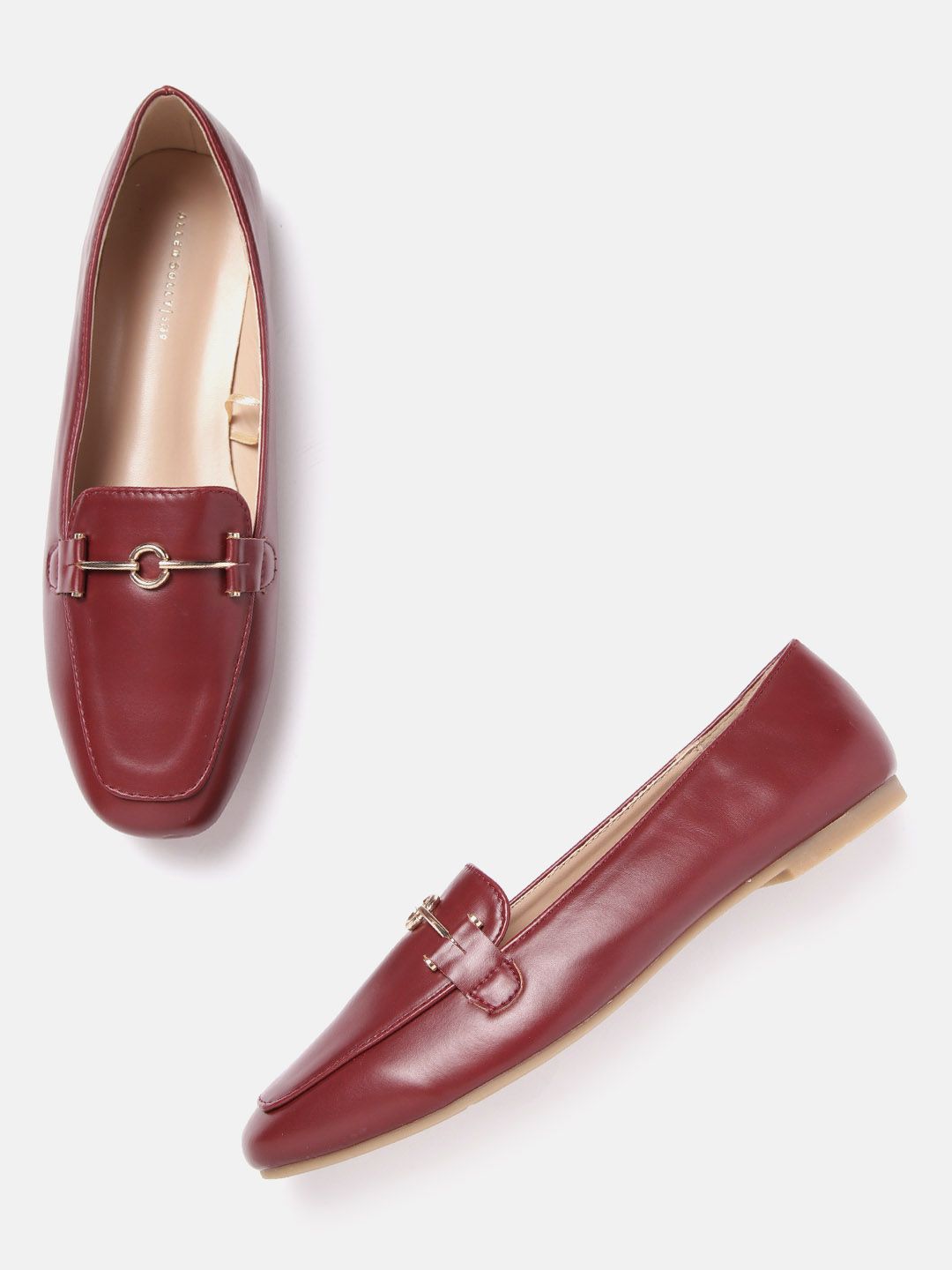 Allen Solly Women Burgundy Solid Horsebit Loafers Price in India