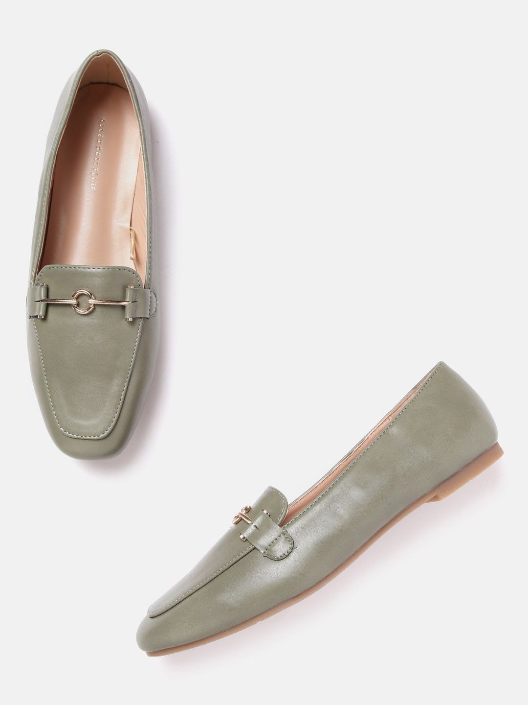 Allen Solly Women Sage Green Solid Horsebit Loafers Price in India