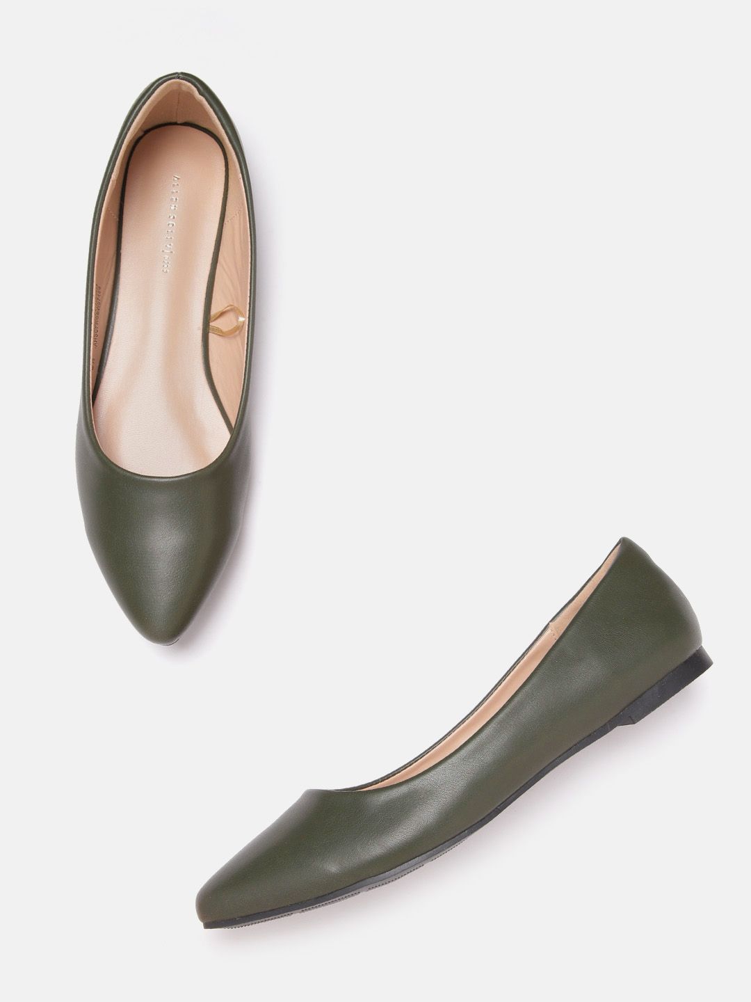 Allen Solly Women Olive Green Solid Pointed Toe Ballerinas Price in India